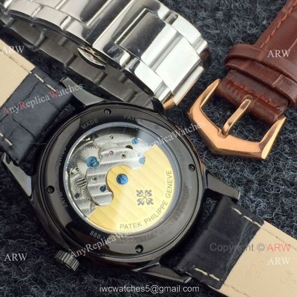 Copy Patek Philippe Tourbillon Men Watch Black Case Red Hand