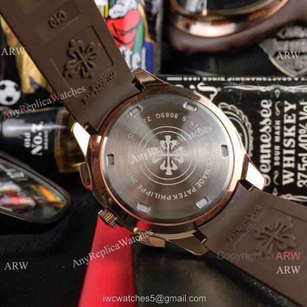 Japan Grade Patek Philippe Aquanaut Replica watch Rose Gold Brown Chronograph Dial