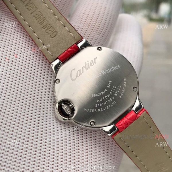 Swiss Quality Replica Cartier Ballon Bleu 33mm Watch SS Pink Dial