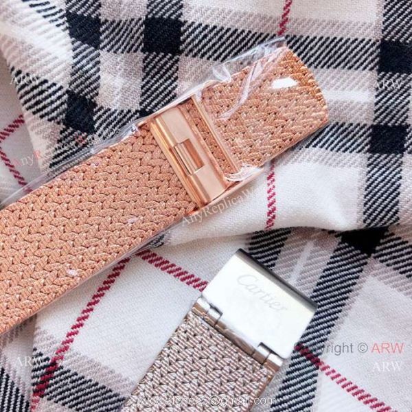 Fashion Cartier Replica Watches Rose Gold Diamond Case