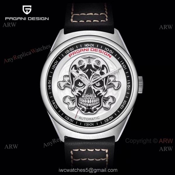 Fake Pagani Design Stainless Steel Skeleton Skull Dial Mens Watch