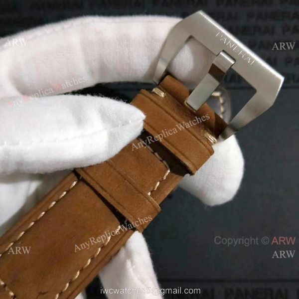 Copy Panerai Luminor FLYBACK SS Brown Leather Band Watch PAM524
