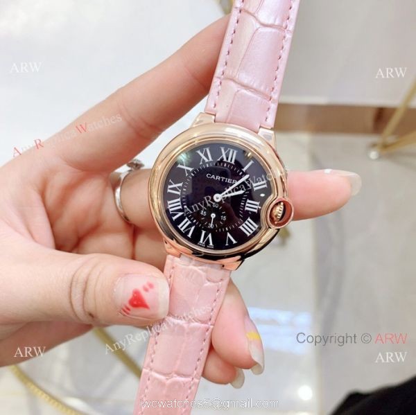 Fake Cartier Ballon Bleu Cartier Watch Lady 36mm Blue Leather Band