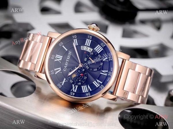 Copy Cartier Rotonde De Stainless Steel White Dial 42mm Watch