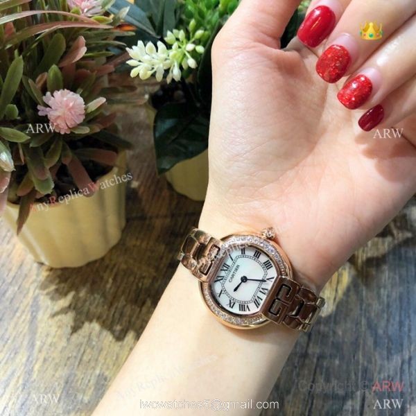 Replica Rotonde de Cartier Watch Lady 28mm Rose Gold Red Face