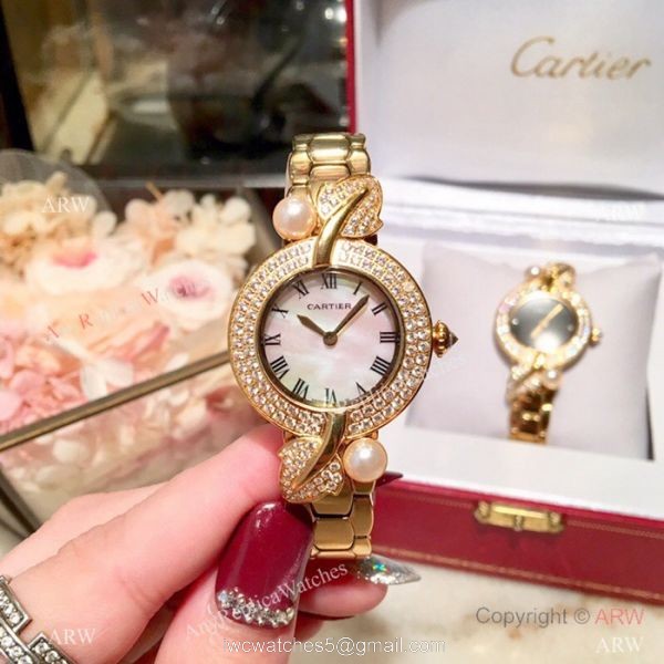 Swiss Quality Cartier Sapphire glass Yellow Gold Watch 33mm