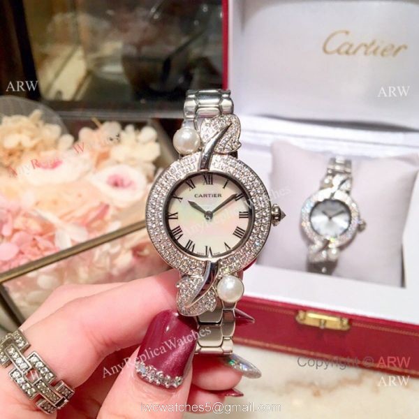 Copy Cartier Women Watch Stainless Steel Sapphire glass Swiss Quality