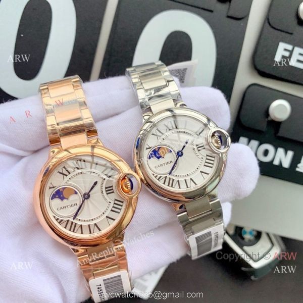 Replica Cartier Ballon Bleu Moonphase Rose Gold Quartz Watch