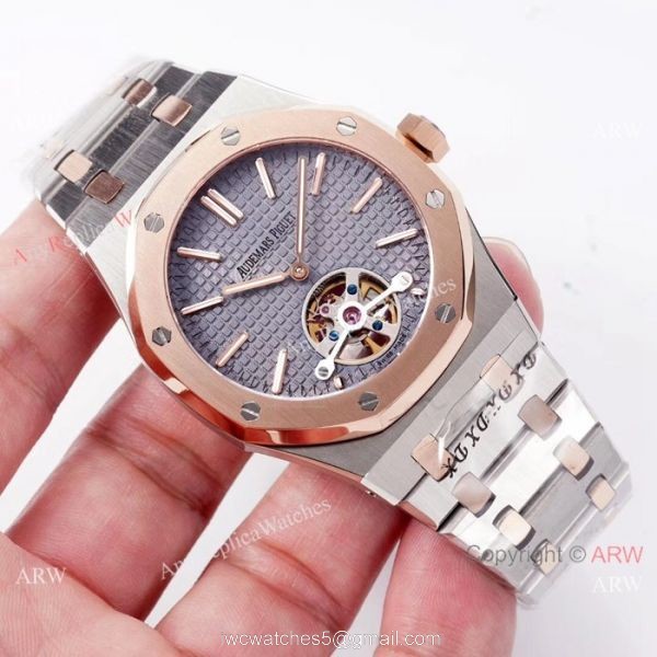 Copy Audemars Piguet Royal Oak Tourbillon Swiss 2924 Watches 2-Tone Rose Gold