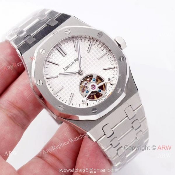 Swiss Replica Audemars Piguet Royal Oak Tourbillon SS Blue Dial watch 2924 Movement