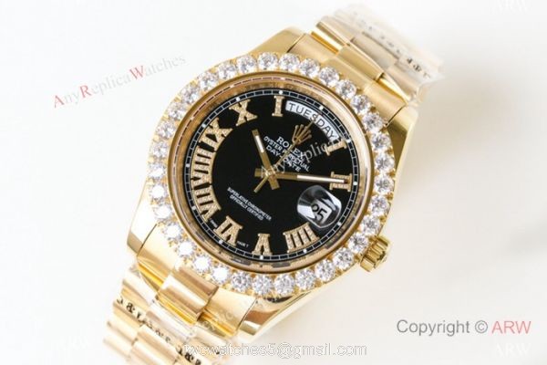 N9 Rolex ETA 2836 Day-Date II Replica Watch Yellow Gold President Band
