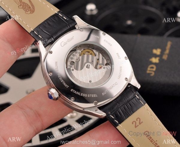 New Copy Cartier Drive de Moonphase Watch White Dial Black Leather Band