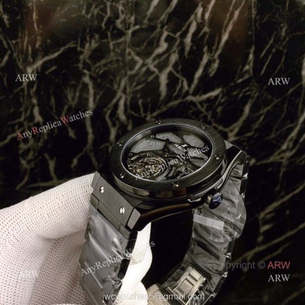 High Quality Copy Hublot Classic Fusion Squelette Tourbillon Watch All Black