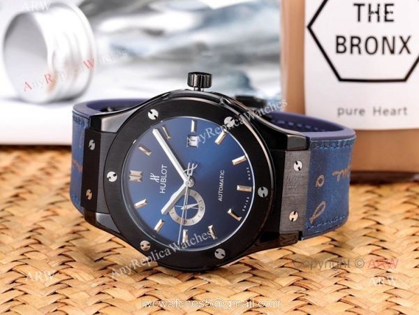 Copy Hublot Classic Fusion Men Watch Black Plated Silver Dial