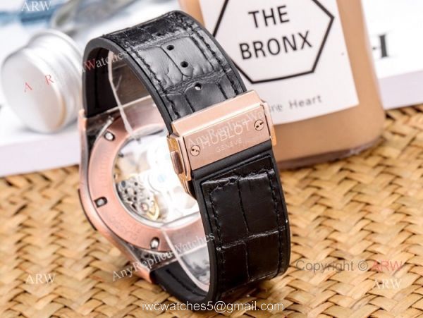 Copy Hublot Classic Fusion Tattoo Wristwatch Black Gummy Strap