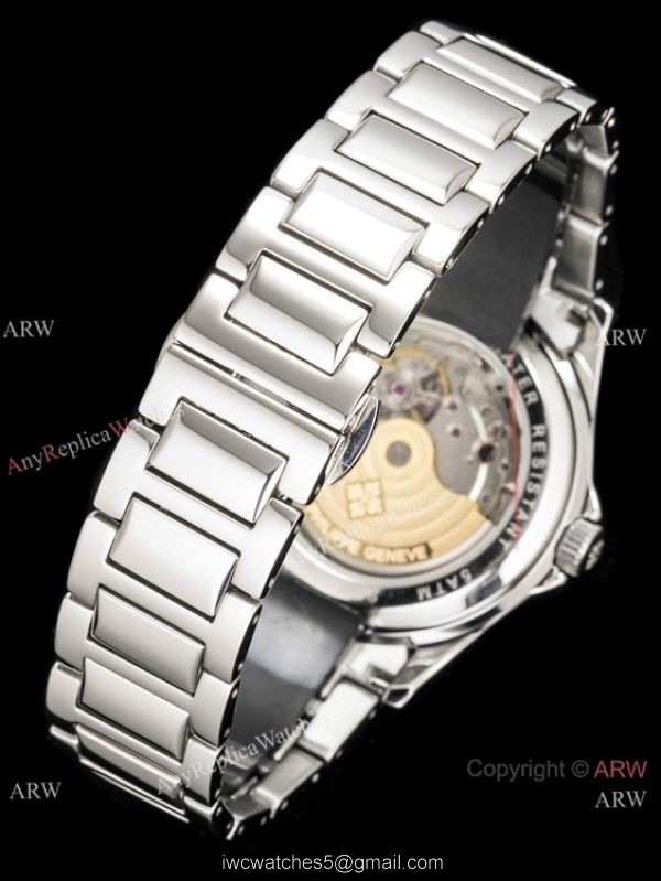 Newest Fake Patek Philippe Geneve 904L Silver Steel White Dial Watch