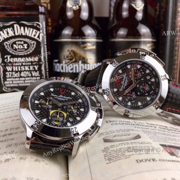 New Copy Lamborghini Herrenuhr Chronograph watch SS Black Dial