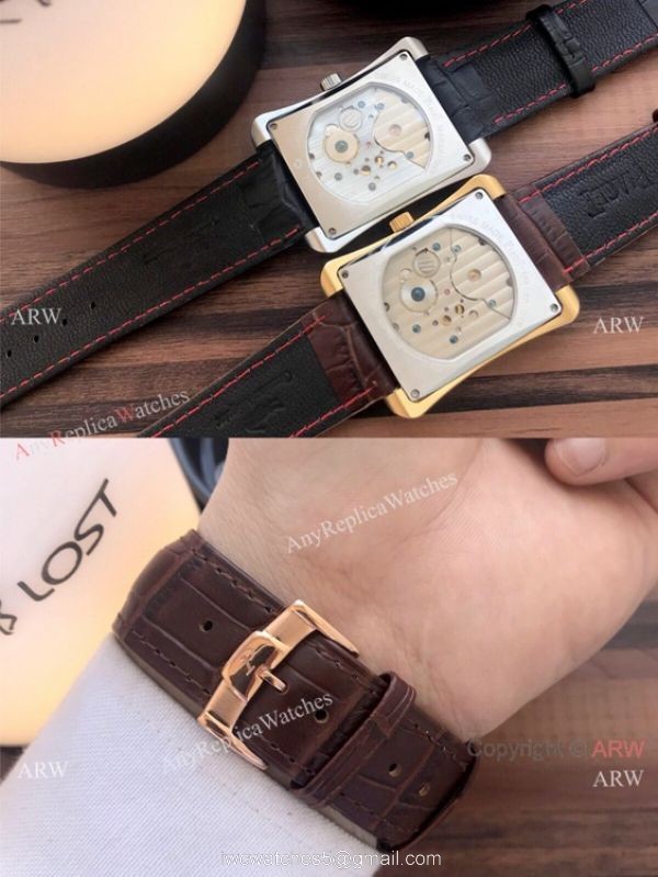 2019 Copy Piaget Black Tie Dragon watches Gold Case Brown Strap