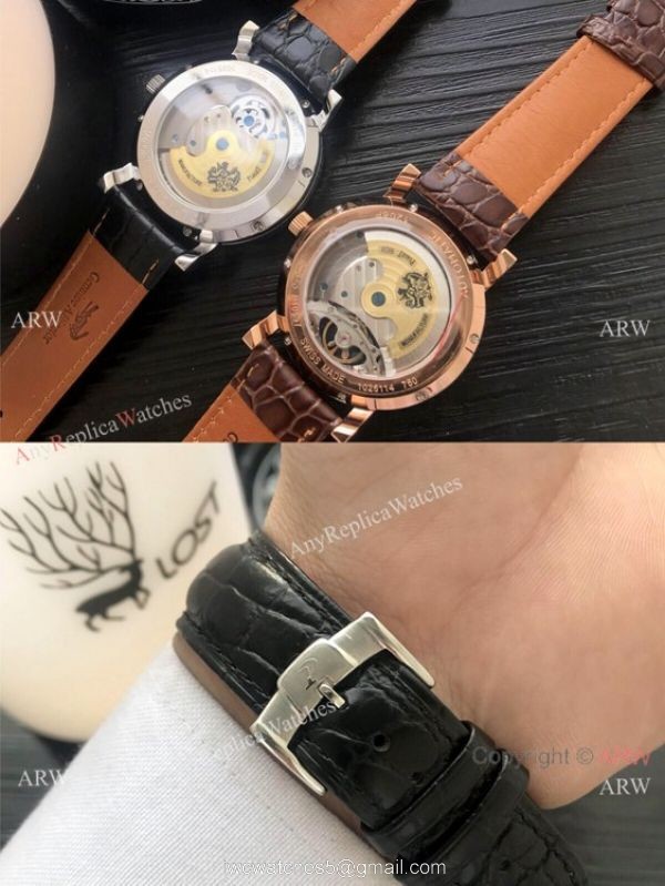 Clone Piaget Tourbillon Rose Gold White Roman Dial Men Watch