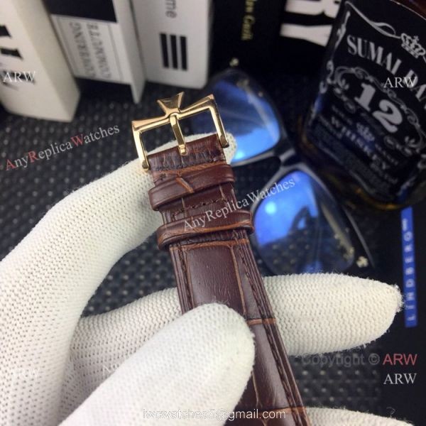 Buy Knockoff Vacheron Constantin Geneve Watch Black Dial Black Leather Band