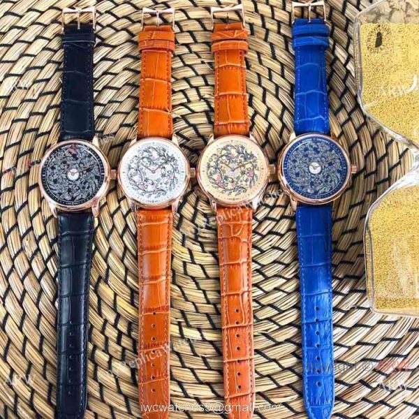 Replica Vacheron Constantin Geneve Flower Dial Blue Leather Strap