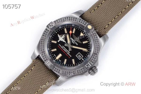 GB Swiss Replica Breitling Avenger blackbird V2 Watch Titanium Case Green Strap