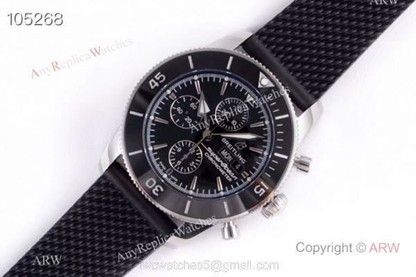 Swiss Replica Breitling Superocean Heritage II day-date SS Black Dial Watch GB factory