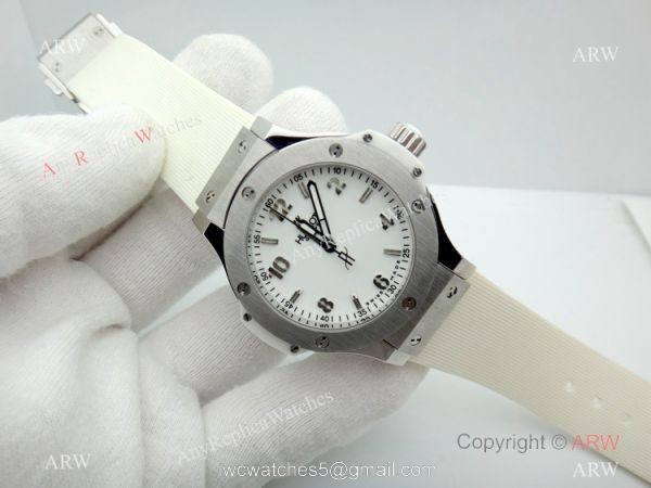 Hublot Big Bang Quartz Replica Watch SS White Dial 38mm