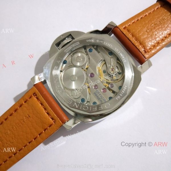 Copy Luminor Panerai White Dial Brown Leather Band Watch 44mm PAM00113