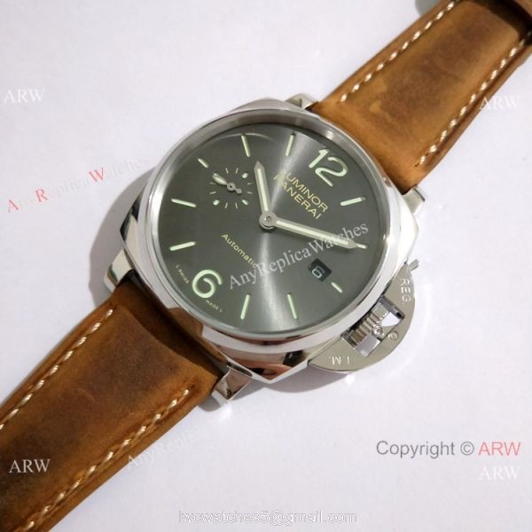 Replica Panerai PAM 904 Luminor DUE Watch SS Gray Face Green Marker