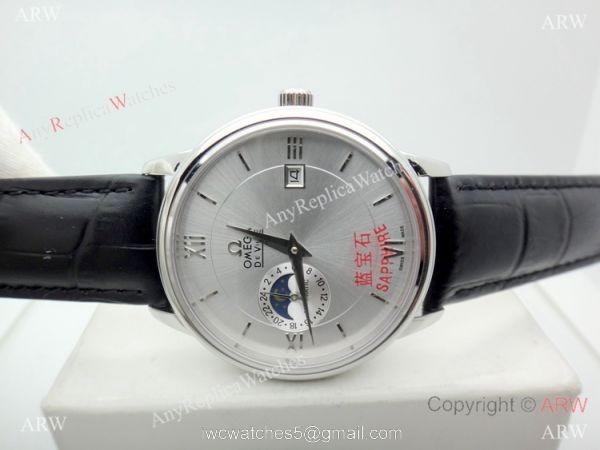 Replica Omega De Ville Moonphase Watch SS Silver Dial