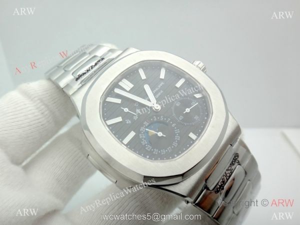 Copy Patek Philippe Nautilus Power Reserve Watch Stainless Steel Black 40mm