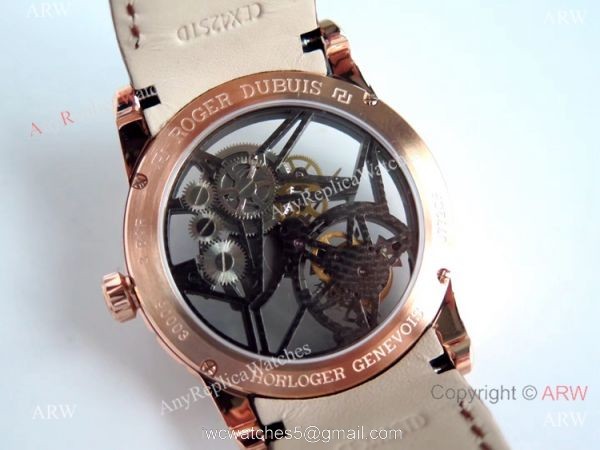 Swiss Replica Roger Dubuis Excalibur Rose Gold Skeleton BBR Factory 505SQ Watch