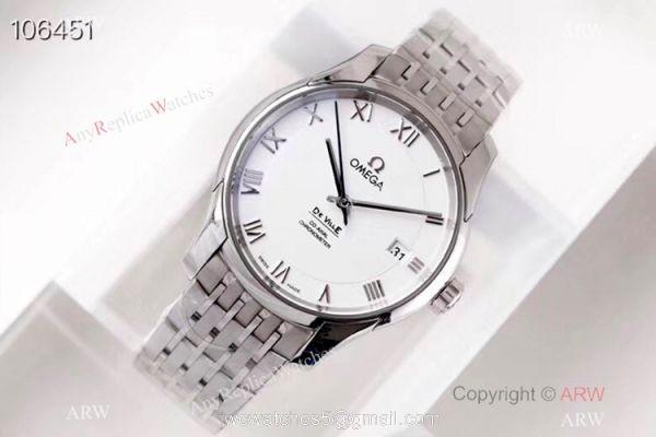 VSF Swiss Omega De Ville Co-Axial 41mm Watch Stainless steel White Roman Dial