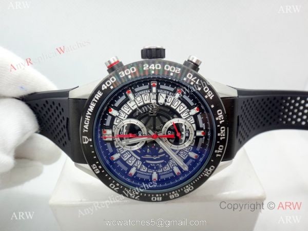 Copy Tag Heuer Carrera Calibre 01 Black Chronograph Dial watch 45mm