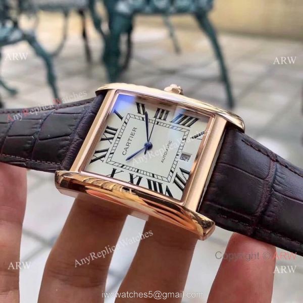 Buy Replica CARTIER Tank Automatic Watches SS Black Dial