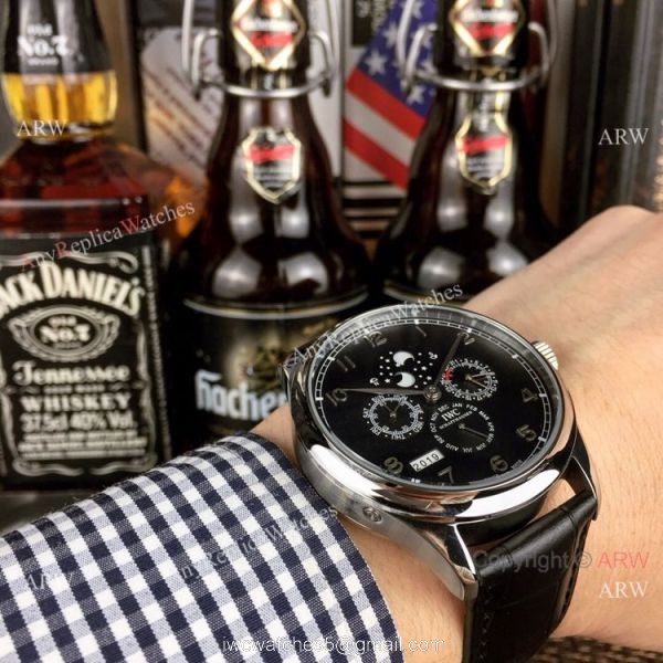 IWC Pilots Blue Dial Black Leather Strap Watch New Replica