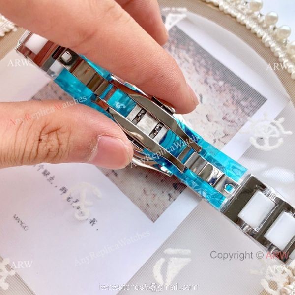 Copy Longines Quartz watches White Ceramic Rose Gold Sapphire glass