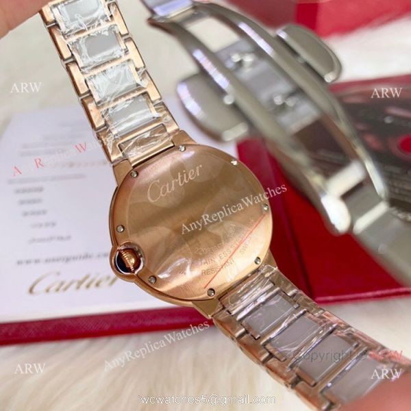 Copy Cartier Ballon Bleu quartz 36mm Watch White CeramicRose Gold Case