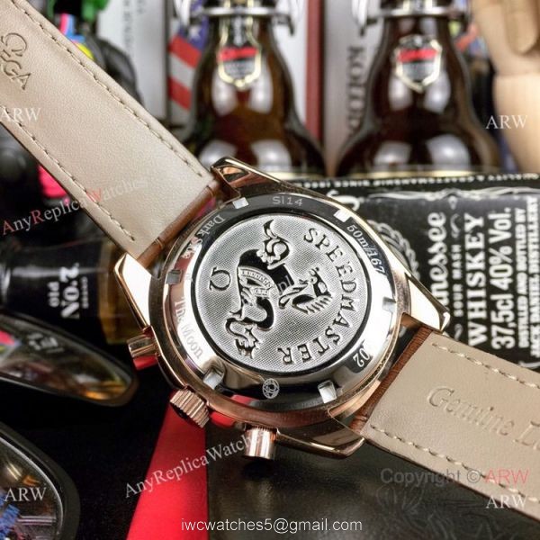 High Quality Omega Clone Watch Omega Speedmaster Chrono Rose Gold Brown Watch