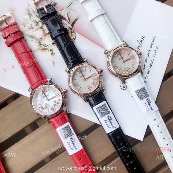 Replica Chopard Happy Sport 36mm Watches 2-Tone Rose Gold White Dial