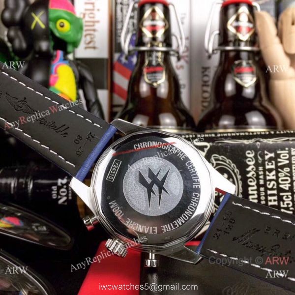 2019 Replica Breitling Navitimer Chronograph Blue Dial Blue Leather Band Watches
