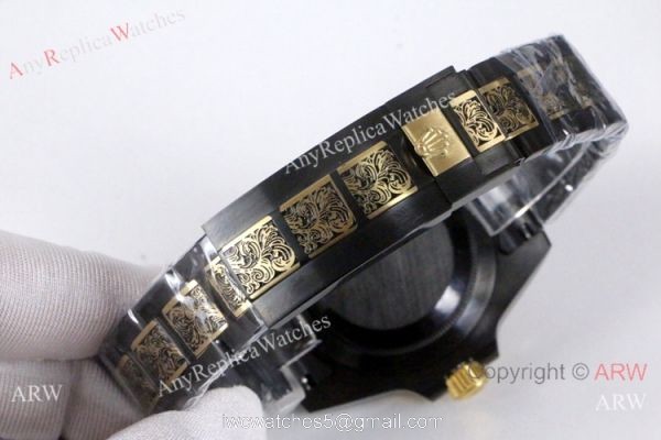High Quality Rolex Submariner Black Face Two Tone Tattoo Watch 40mm