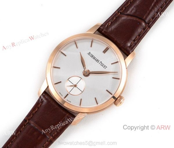 Swiss replica Audemars Piguet Jules Audemars Rose Gold Silver Face Watch GB Factory