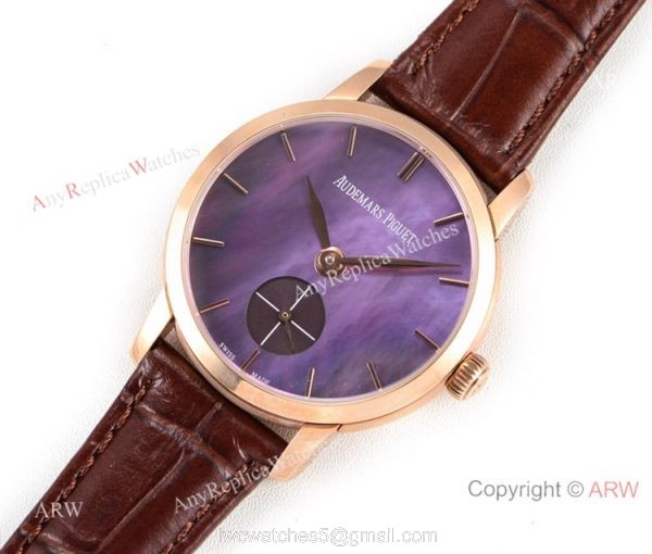 Super Clone Audemars Piguet Jules Audemars Swiss 3090 Watch Rose Gold Purple Dial