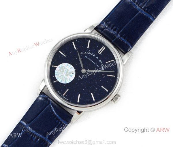 A Lange Sohne Saxonia Thin Swiss 2892 Replica watch New Blue Face