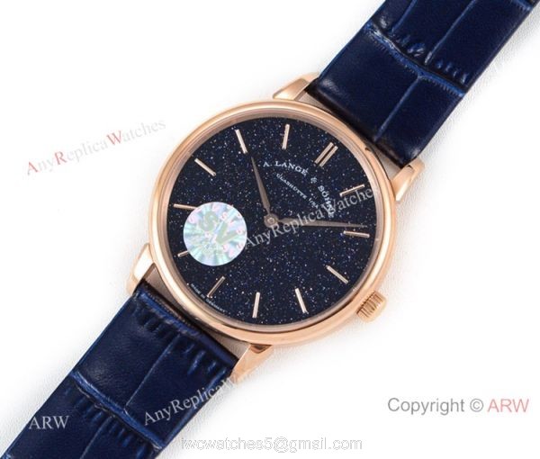 Swiss Grade Copy A.Lange Sohne Saxonia Thin 2892 Watch Rose Gold New Blue Dial