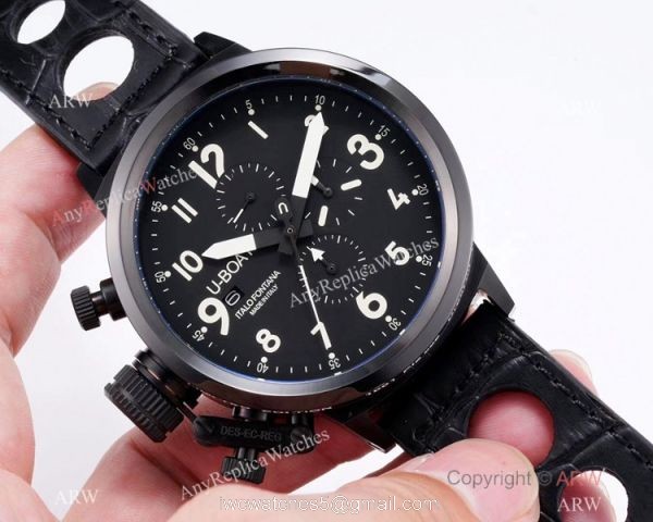 High Quality U Boat U-7750-55 Flightdeck Watch Black Case Yellow Markers