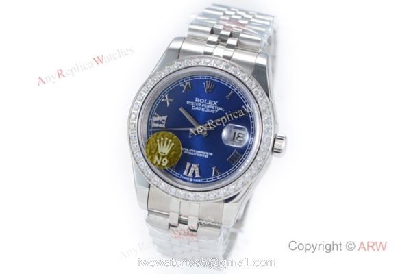 Rolex Datejust II Blue Dial Diamond Bezel Swiss 2836 904L Watch