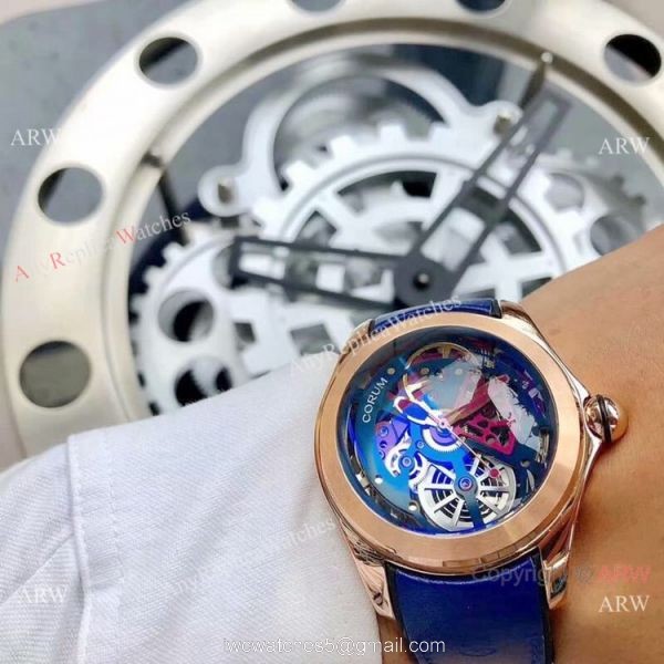 New Replica Corum Watches Corum Bubble Squelette Rose Gold Skeleton Dial